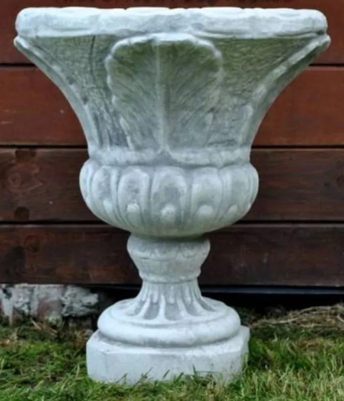 Highlight Casa Padrino pot de fleurs décoratif de jardin baroque gris Ø 49 x H. 58 cm - Cache-pot rond de style baroque - Décoration de jardin et terrasse baroque - Accessoires de jardin baroque