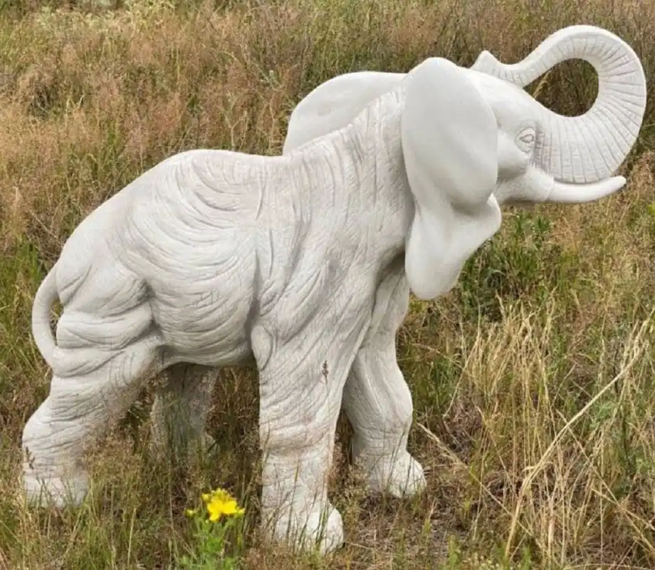 Casa Padrino Sculpture de Décoration de Jardin Éléphant Gris 83 x 37 x H. 67 cm - Figurine en Pierre de Décoration de Jardin - Sculptures en Pierre de Jardin - Accessoires de Jardin Nur Für Kurze Zeit