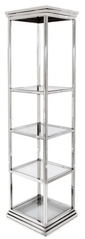 Heißes Angebot Casa Padrino armoire étagère en métal avec étagères en verre argent 50 x 45 x H. 190 cm - Armoire de salon - Meuble de salon - Meuble en métal - Meuble de luxe