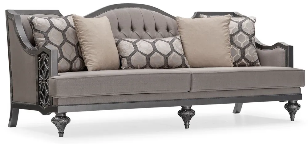 Casa Padrino canapé de salon baroque de luxe gris / gris - Canapé style baroque fait main avec coussins décoratifs - Meuble de salon de luxe de style baroque - Meuble baroque Top-Preis
