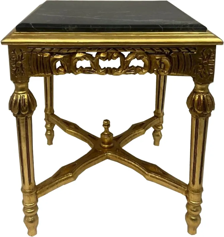 Casa Padrino table d'appoint baroque or / noir - Table carrée en bois massif de style ancien avec plateau en marbre - Meuble de salon de style baroque - Meuble de style ancien - Meuble baroque Saisonangebot