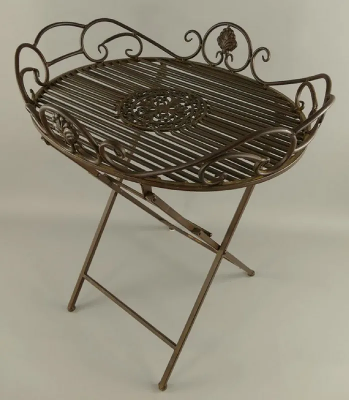 Beliebt Casa Padrino table d'appoint de jardin Art Nouveau rouille 63 x 48 x H. 70 cm - Table de jardin pliante en métal - Mobilier de Jardin Baroque & Art Nouveau