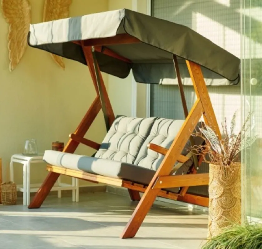 Casa Padrino balançoire Hollywood de luxe vert / marron - Balançoire de jardin résistante aux intempéries avec auvent - Meubles de Patio - Meubles de Jardin - Meubles de Luxe Sichere Zahlung