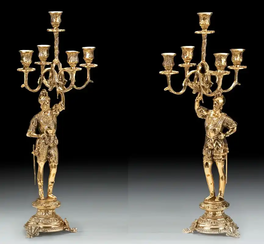 Super-Preis Casa Padrino ensemble de porte bougies baroque de luxe or Ø 24 x H. 58 cm - Porte bougies en bronze de style baroque fait main - Accessoires de décoration baroque - Noble & Magnifique