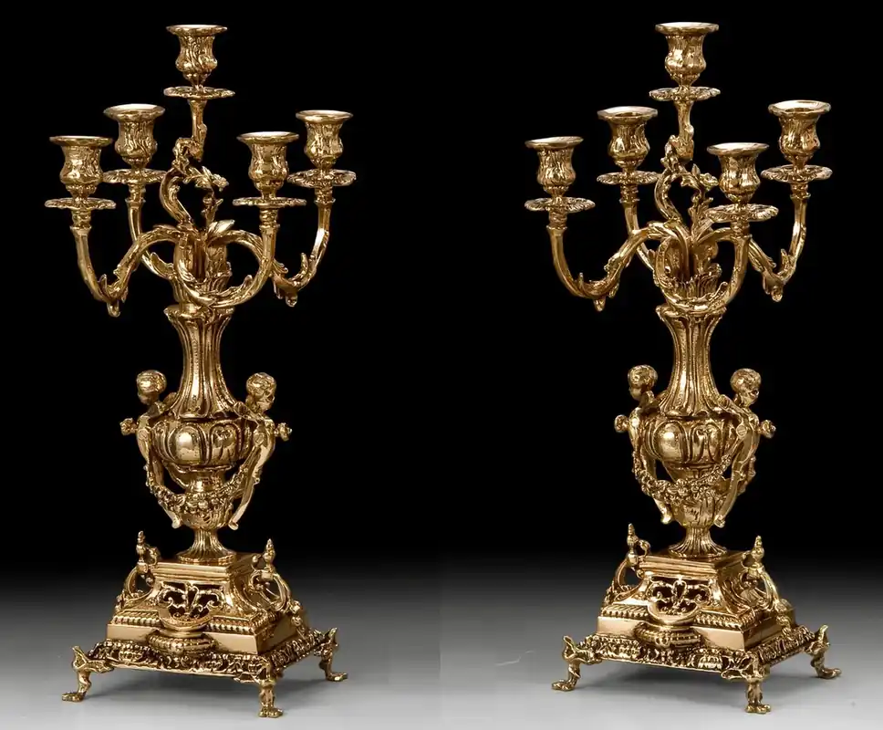 Casa Padrino ensemble de porte bougies baroque de luxe or Ø 27 x H. 50 cm - Porte bougies en bronze de style baroque fait main - Accessoires de décoration baroque - Noble & Magnifique Finale Aktion