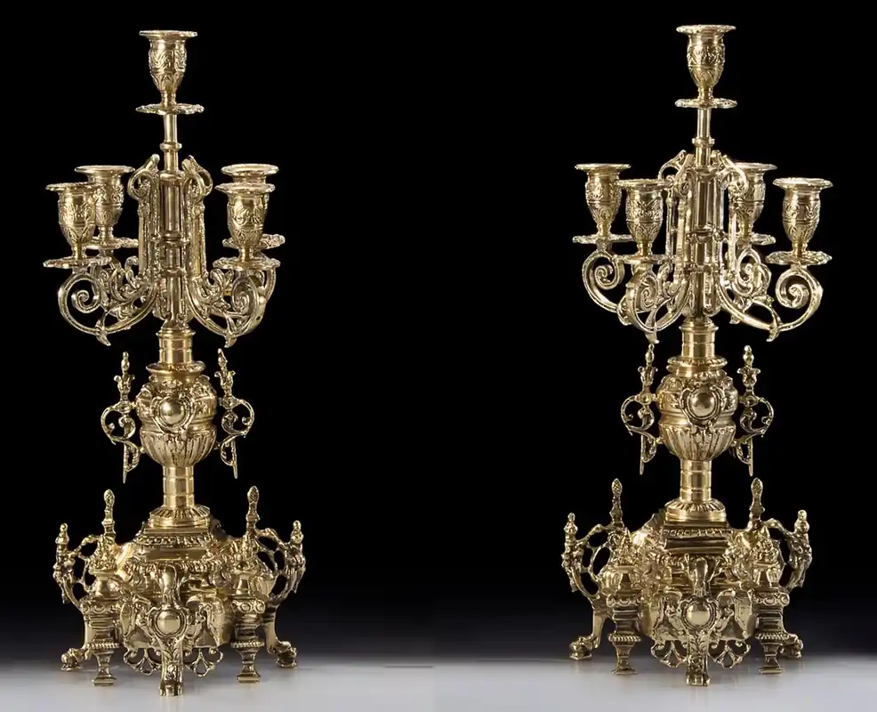 Nur Für Kurze Zeit Casa Padrino ensemble de porte bougies baroque de luxe or Ø 23 x H. 50 cm - Porte bougies en bronze de style baroque fait main - Accessoires de décoration baroque - Noble & Magnifique