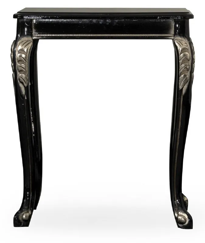 Casa Padrino table d'appoint baroque de luxe noir / argent - Table carrée en bois massif de style baroque - Meuble de salon de luxe de style baroque - Meuble baroque - Noble & Magnifique Direktkauf