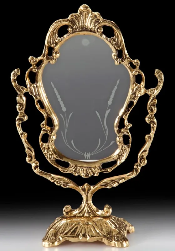 Super-Preis Casa Padrino miroir de maquillage baroque de luxe or 19 x H. 30 cm - Miroir de table en bronze de style baroque fait main - Miroir cosmétique - Accessoires décoration baroque - Noble & Magnifique