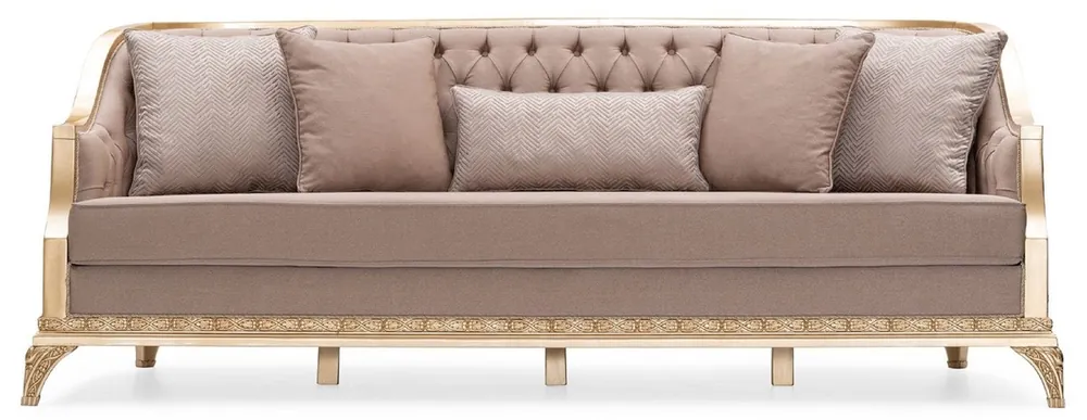 Nur Heute Casa Padrino canapé de salon baroque de luxe marron / or - Canapé style baroque fait main avec coussins décoratifs - Meuble de salon de luxe de style baroque - Meuble baroque