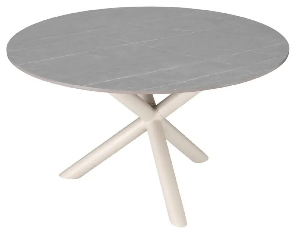 Sale Casa Padrino table de jardin de luxe gris / sable Ø 130 x H. 74,5 cm - Table à manger de jardin ronde avec plateau en céramique - Mobilier de jardin & terrasse - Mobilier d'extérieur de luxe