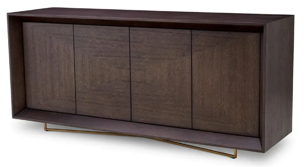 Casa Padrino buffet de luxe moka / laiton 180 x 50 x H. 80,5 cm - Armoire en placage de chêne avec 4 portes - Meuble de luxe - Meuble d'hôtel - Ameublement de luxe Schnäppchen