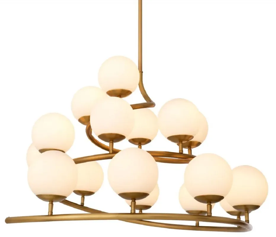 Jetzt Bestellen Casa Padrino lustre de luxe laiton antique / blanc 105 x 95 x H. 52 cm - Lustre de salon avec abat jour ronds en verre - Lustre d'hôtel - Lustre de restaurant - Qualité de luxe