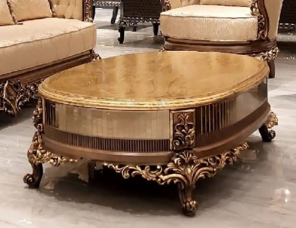 Casa Padrino table basse baroque de luxe or antique / marron / or - Table de salon ovale en bois massif de style baroque - Meuble de salon de style baroque - Meuble baroque - Noble et Magnifique Preisreduziert