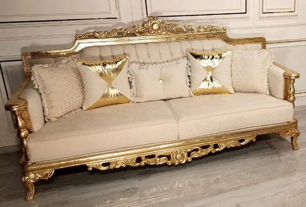 Casa Padrino canapé de salon baroque de luxe crème / or - Canapé de style baroque fait main - Meuble de salon de luxe de style baroque - Meuble baroque - Noble & Magnifique Jetzt Bestellen