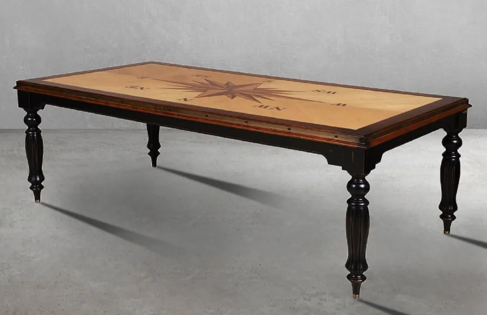 Schneller Versand Casa Padrino Table à Manger de Style Vintage de Luxe Naturel / Marron / Noir 240 x 120,5 x H. 77,5 cm - Table de Salle à Manger en Bois Massif - Meubles de Salle à Manger de Style Vintage de Luxe