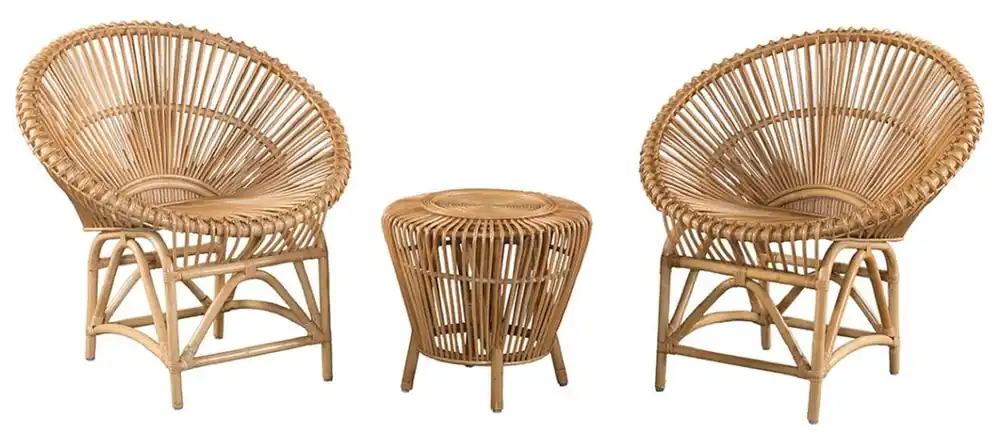Günstig Casa Padrino Ensemble de Jardin en Bambou de Luxe Naturel - 2 Chaises de Jardin en Bambou & 1 Table de Jardin en Bambou - Meuble de Jardin - Meuble en Bambou - Meuble de Luxe