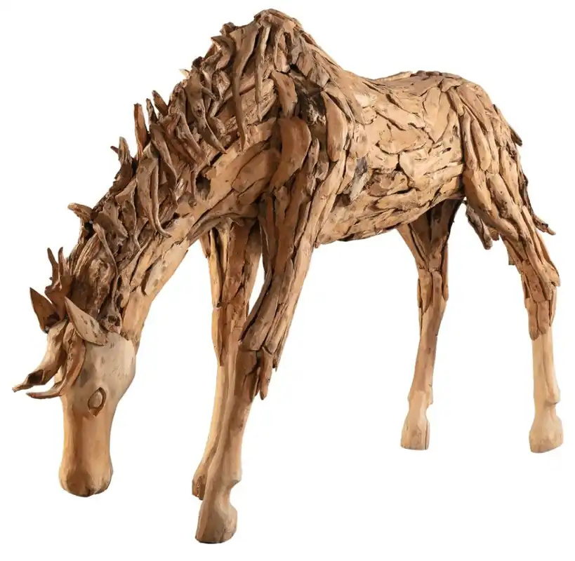 Casa Padrino sculpture décorative de luxe cheval naturel 250 x 60 x H. 150 cm - Immense sculpture de jardin - Sculpture grandeur nature - Sculpture décorative XXL - Figurine décorative XXL Zertifiziert