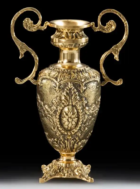 Casa Padrino vase baroque de luxe or 23 x H. 34 cm - Vase à fleurs en bronze fait main style baroque - Accessoires de décoration baroque - Noble & Magnifique Bestseller
