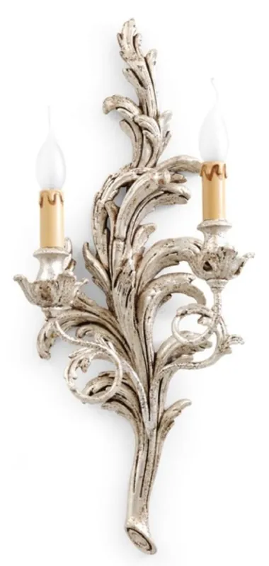 Casa Padrino applique murale double de luxe baroque argent antique 32 x 16 x H. 66 cm - Magnifique applique de style baroque - Luminaires baroques - Qualité de luxe - Fabriquée en Italie Rabatt