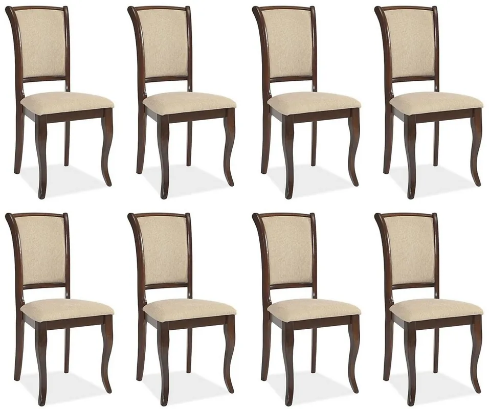 Finale Aktion Casa Padrino Ensemble de 8 Chaises de Salle à Manger Art Nouveau Crème / Marron Foncé 44 x 44 x H. 96 cm - Chaises de Cuisine - Mobilier de Salle à Manger Baroque & Art Nouveau