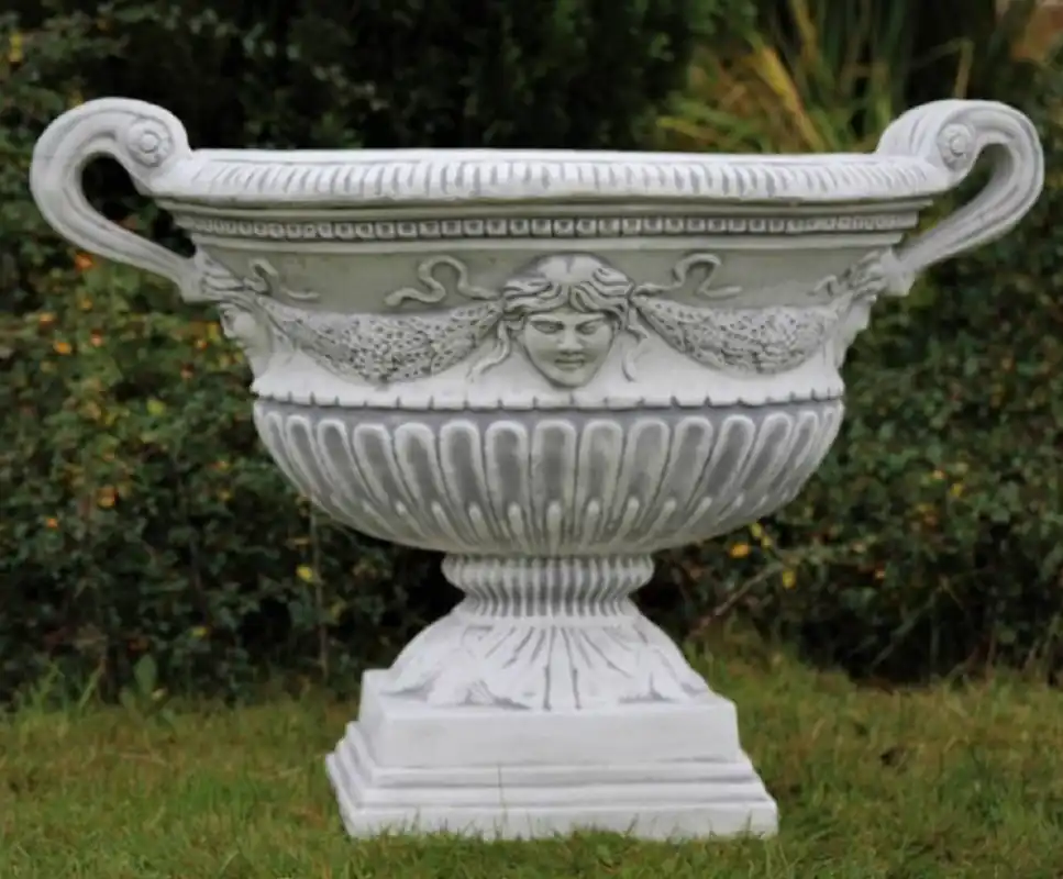 Zertifiziert Casa Padrino pot de fleurs décoratif de jardin baroque gris 66 x 60 x H. 54 cm - Magnifique cache-pot de style baroque - Décoration de jardin et terrasse baroque - Accessoires de jardin baroque
