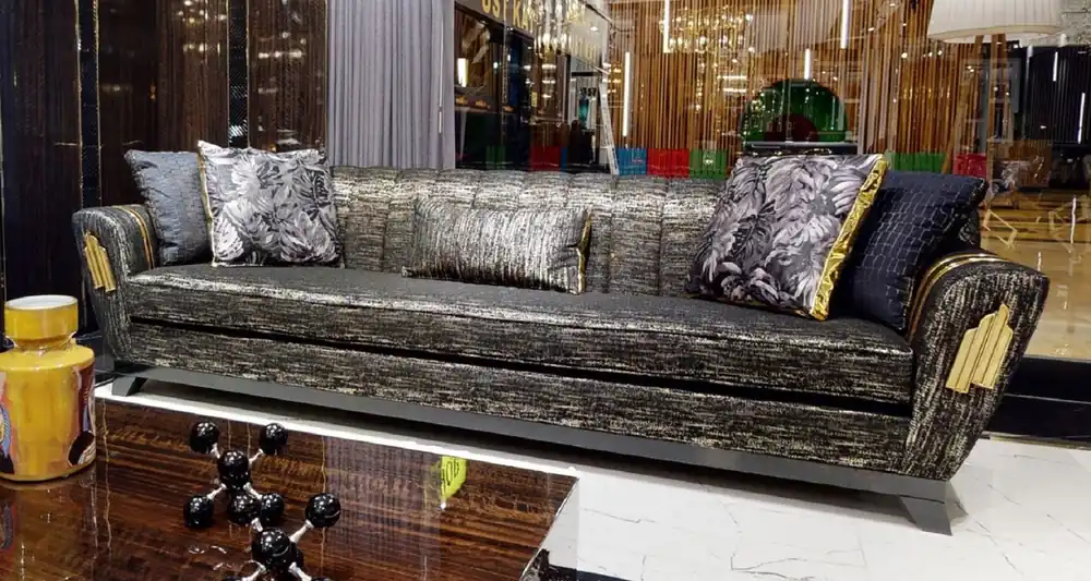 Casa Padrino canapé de luxe noir / or 280 x 77 x H. 94 cm - Canapé de salon - Canapé d'hôtel - Meuble de salon - Meuble d'hôtel - Meuble de luxe - Ameublement de salon - Ameublement de luxe Angebot