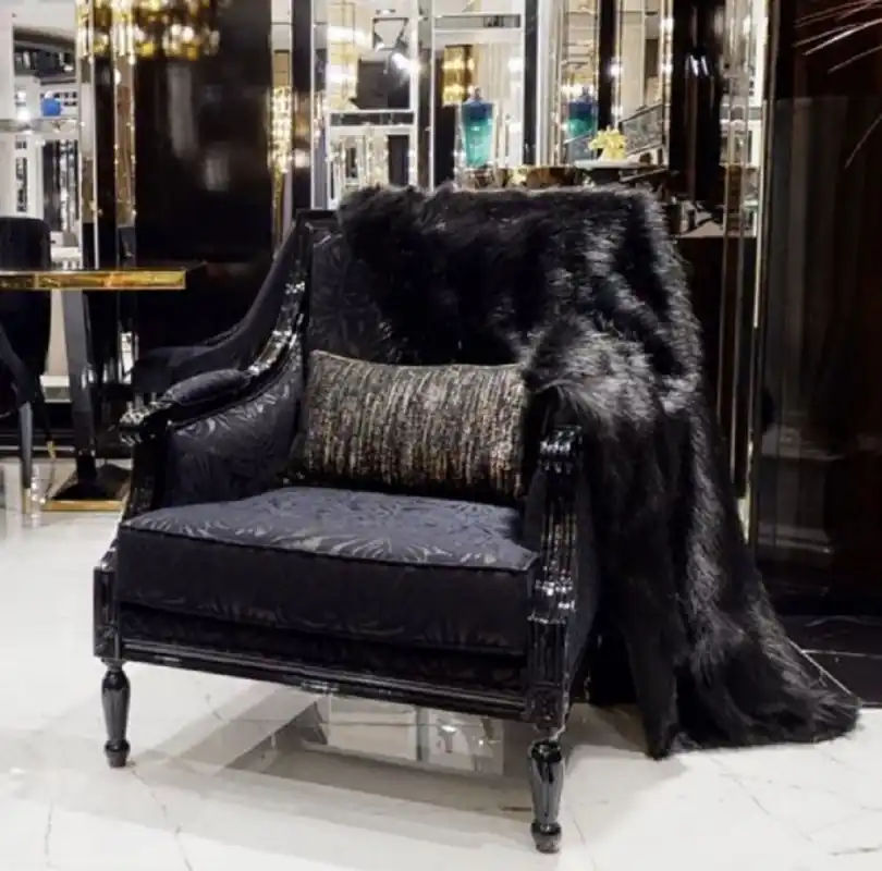 Casa Padrino fauteuil baroque de luxe violet / noir - Magnifique fauteuil de salon avec motif élégant - Mobilier de salon de luxe de style baroque - Meuble baroque Günstig