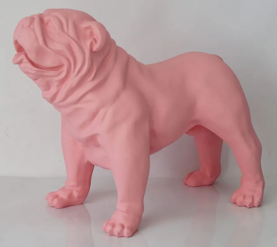 Casa Padrino figurine décorative de luxe chien bouledogue rose clair 85 x 45 x H. 74 cm - Sculpture décorative en résine - Décoration de salon - Figurine animalière décorative de luxe Neuheit