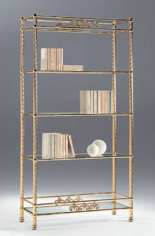 Kracherpreis Casa Padrino armoire étagère de luxe en laiton avec étagères en verre 90 x 36 x H. 170 cm - Armoire de salon - Armoire de bureau - Meuble de salon de luxe - Meuble de bureau - Fabriqué en Italie