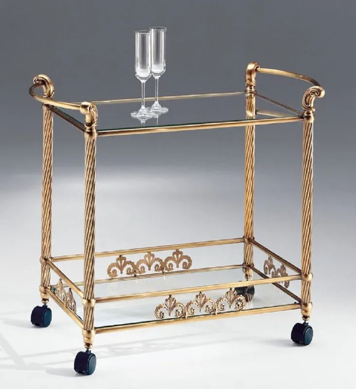 Casa Padrino chariot de service de luxe laiton / bronze antique / noir 86 x 48 x H. 72 cm - Chariot en laiton avec plaques en verre - Accessoires hôtels et restaurants - Fabriqué en Italie Heißes Angebot