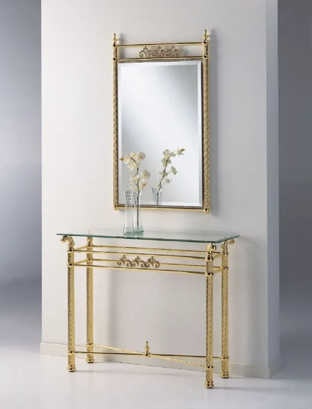 Beliebt Casa Padrino console miroir en laiton de luxe - Console en laiton de luxe avec dessus en verre et miroir mural - Meubles de luxe - Meubles de garde-robe - Qualité de luxe - Fabriqué en Italie