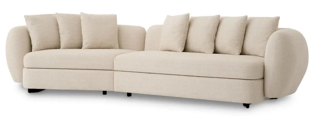 Casa Padrino canapé de luxe beige / noir 314 x 130 x H. 68 cm - Canapé de salon incurvé - Canapé d'hôtel - Meuble de salon - Meuble d'hôtel - Meuble de luxe - Ameublement de luxe Schnäppchen