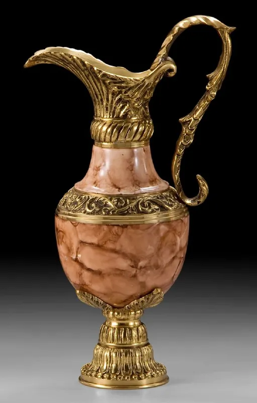 Rabatt Casa Padrino vase baroque de luxe en forme de pichet à vin or / beige 21 x H. 37 cm - Vase à fleurs en bronze fait main - Accessoires de décoration baroque - Intérieur baroque - Meuble baroque