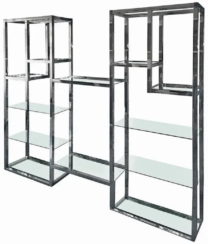 Angebot Casa Padrino armoire étagère avec étagères en verre argent 220 x 40 x H. 220 cm - Armoire à livres - Armoire de salon - Armoire de bureau - Meuble de salon - Meuble de bureau - Meuble de luxe