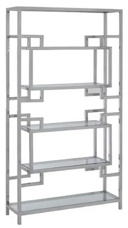 Super-Preis Casa Padrino armoire étagère avec étagères en verre argent 100 x 30 x H. 180 cm - Armoire à livres - Armoire de salon - Armoire de bureau - Meuble de salon - Meuble de bureau - Meuble de luxe