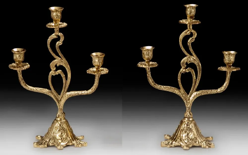 Casa Padrino ensemble de porte bougies baroque de luxe or 26 x H. 36 cm - Porte bougies en bronze de style baroque fait main - Accessoires de décoration baroque - Noble & Magnifique Neuheit