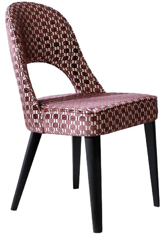 Sale Casa Padrino chaise de salle à manger Art Déco de luxe rouge / blanc / noir 49 x 61 x H. 89 cm - Chaise de cuisine Art Déco avec motif - Meubles de salle à manger - Meubles Art Déco de luxe