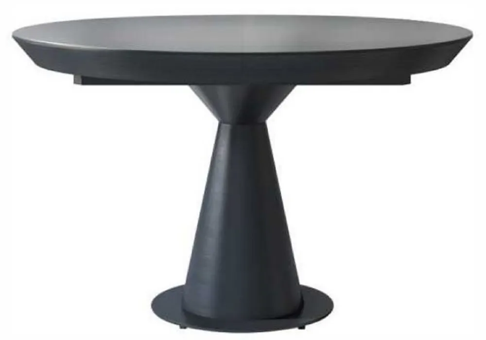 Nur Heute Casa Padrino table de salle à manger Art Déco de luxe noir mat 125-175 x 125 x H. 78 cm - Table de cuisine extensible en bois massif avec plateau rond - Meuble Salle à Manger Art Déco de Luxe