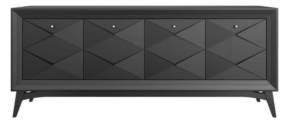 Casa Padrino buffet Art Déco de luxe noir 220 x 50 x H. 92 cm - Armoire en bois massif noble avec 4 portes - Meuble de salle à manger - Meuble Art Déco - Meuble de luxe Schneller Versand