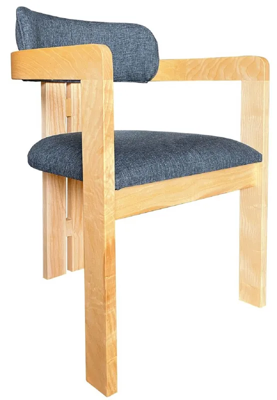 Bestpreis Casa Padrino chaise de salle à manger de luxe avec accoudoirs bleu / naturel 56 x 54 x H. 82 cm - Chaise de cuisine en bois massif - Meuble de salle à manger - Meuble en bois massif de luxe