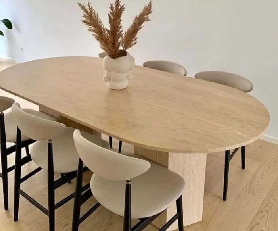 Casa Padrino table à manger de luxe beige 230 x 100 x H. 74 cm - Table de salle à manger ovale en pierre naturelle travertin - Meuble de salle à manger - Meuble en travertin - Meuble de luxe Schneller Versand