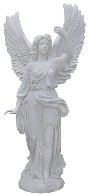 Casa Padrino Sculpture Déco en Marbre Art Nouveau de Luxe Ange Blanc H. 215 cm - Magnifique Figurine Jardin Marbre Déco - Accessoires Déco Marbre Jardin Baroque & Art Nouveau - Noble & Magnifique Top-Angebot