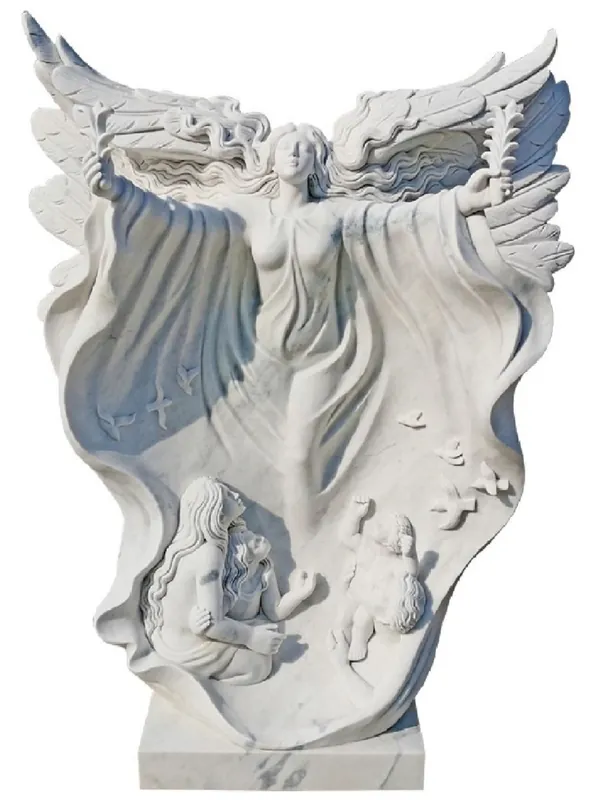 Casa Padrino Sculpture Déco en Marbre Art Nouveau de Luxe Ange Blanc H. 160 cm - Magnifique Figurine Jardin Marbre Déco - Accessoires Déco Marbre Jardin Baroque & Art Nouveau - Noble & Magnifique Preis Gesenkt