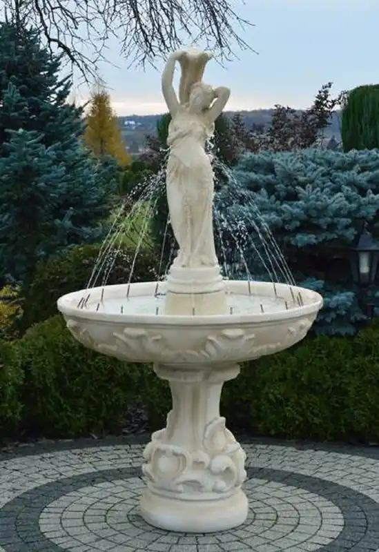 Casa Padrino fontaine baroque sable Ø 110 x H. 180 cm - Magnifique fontaine de jardin de style baroque - Fontaine ronde en pierre de décoration de jardin - Accessoires décoration de jardin baroque Versand Am Gleichen Tag