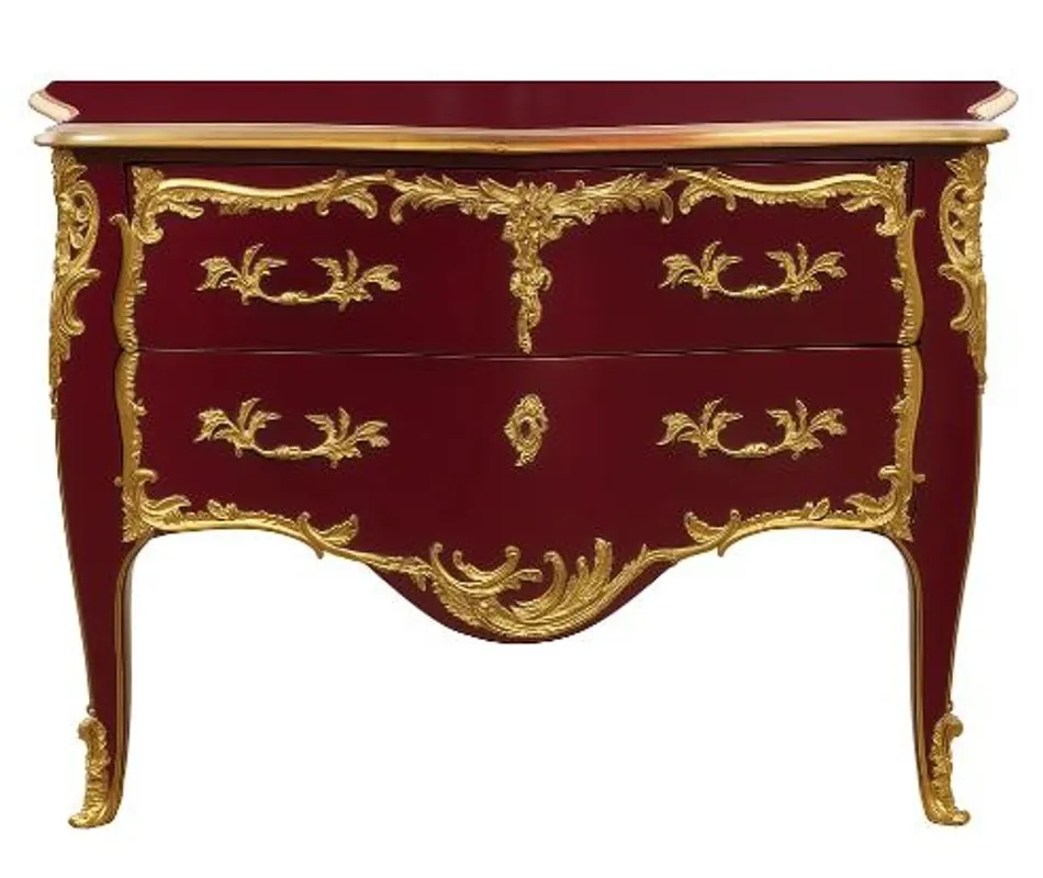 Preiswert Casa Padrino commode baroque avec 2 tiroirs bordeaux rouge antique / or - Commode en bois massif faite à la main de style baroque - Meuble baroque fait à la main - Noble et Magnifique