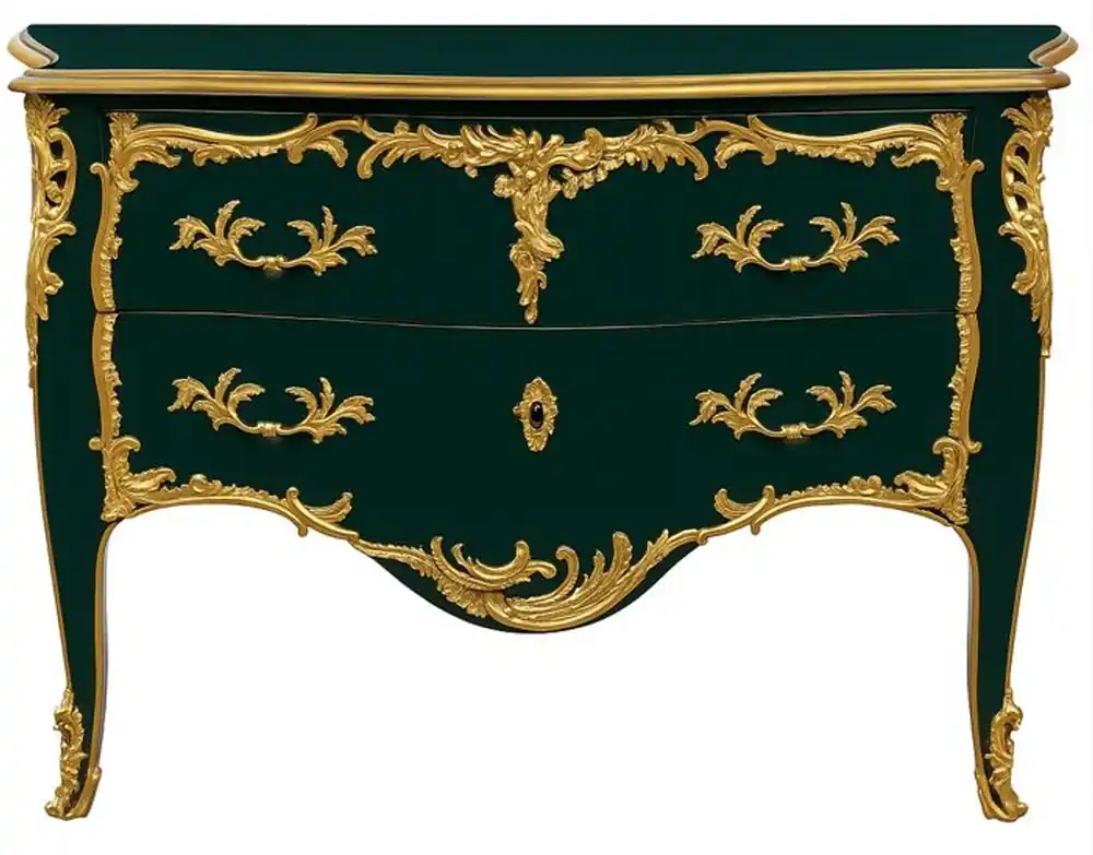 Casa Padrino commode baroque avec 2 tiroirs vert foncé antique / or - Commode en bois massif faite à la main de style baroque - Meuble baroque fait à la main - Noble et Magnifique Neu