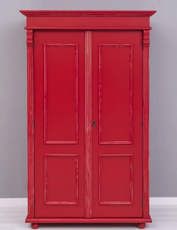 Casa Padrino garde-robe de style campagnard shabby chic rouge antique 110 x 58 x H. 180 cm - Armoire de chambre en bois massif avec 2 portes - Meuble de chambre de style campagnard shabby chic Preis Gesenkt