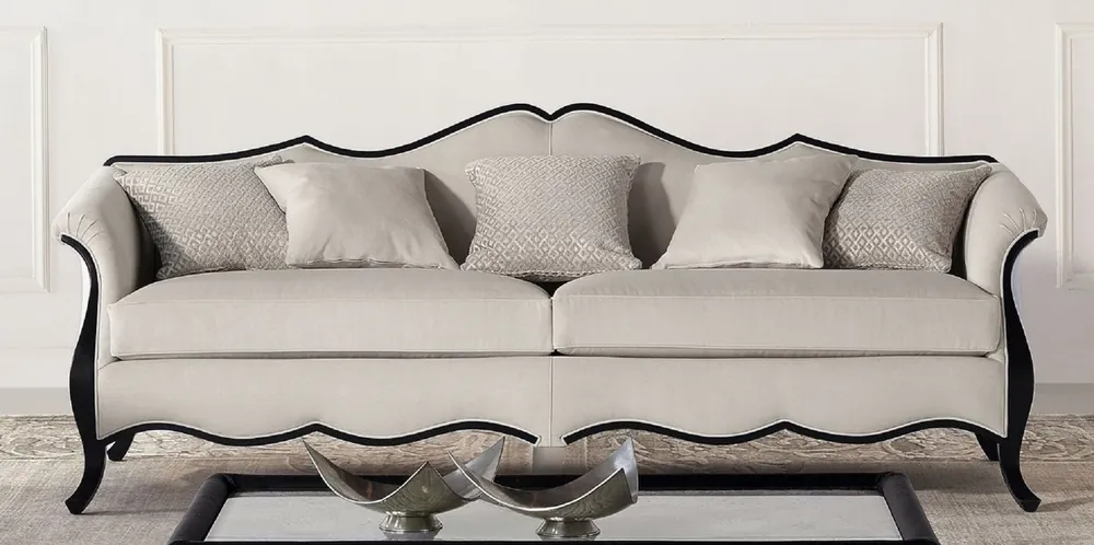 Casa Padrino canapé Art Déco de luxe gris / noir - Canapé de salon fait main - Meubles de Salon - Meubles Art Déco - Meubles de Luxe - Qualité de Luxe - Fabriqué en Italie Garantierte Lieferung