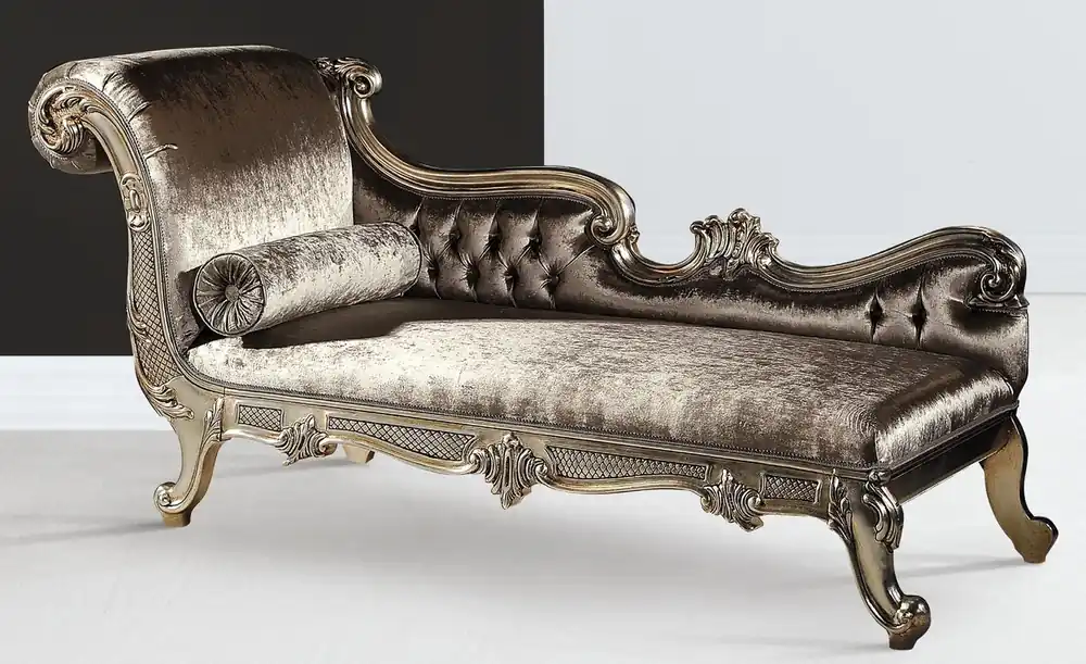 Casa Padrino chaise longue baroque de luxe argent / argent or - Magnifique récamier en bois massif - Meuble de salon de luxe de style baroque - Qualité de luxe - Fabriqué en Italie Günstig