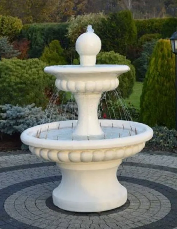Casa Padrino fontaine baroque blanc Ø 120 x H. 163 cm - Magnifique fontaine de jardin de style baroque - Fontaine ronde en pierre de décoration de jardin - Accessoires de jardin baroque Highlight